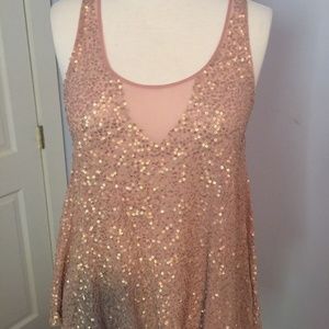 Goldleaf Sequined Top. Color: Old Peach Medium